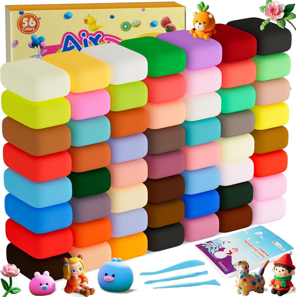 ARTPAR Air Dry Clay Kit,56 Colors Modeling Magic Clay for Kids,DIY Classroom