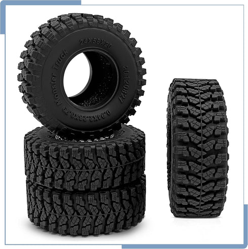 Soft Rubber RC 1.0 Tires, 58MM with Foam Insert, 4PCS for 1/18 TRX4M Upgrades, 1/24 SCX24 Tires