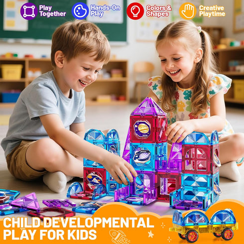 80 3 4 5 6 7 8+, Set 3-5 4-8, 2-4 MSKOLER PCS Magnetism Blocks Tiles for Kids Ages Building for Toddlers Stacking