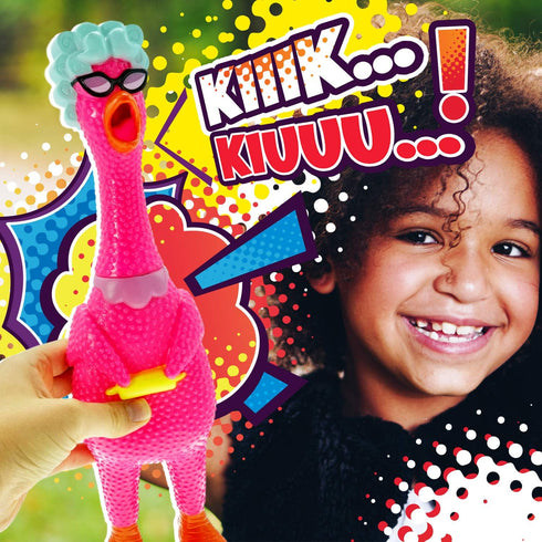 (3 1704-3p JA-RU Screaming Rubber Chicken Toy Units Assorted) Squeaky Chicken Toys for Kids. Funny Noise Maker Prank