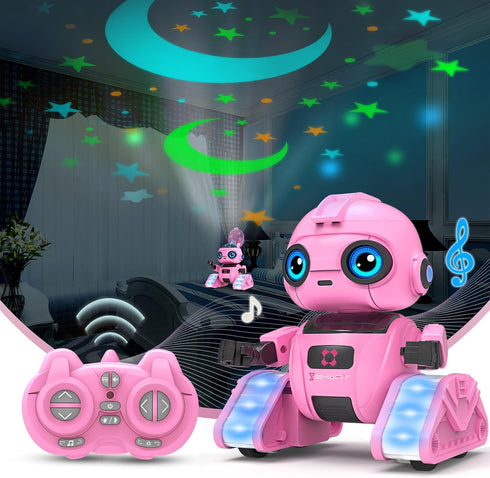6+ Robot Toys for Boys and Girls, Rechargeable Remote Control Robot with Auto-Demonstration, Light Projection, Dance