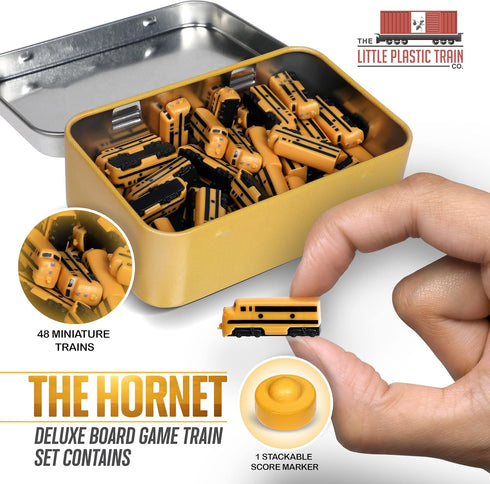 Hornet Deluxe Board Game Train Set | Player Pieces for Ticket to Ride and Other Adult, Family, and Kids Train Board Games | Upgraded Miniatures (Yellow)
