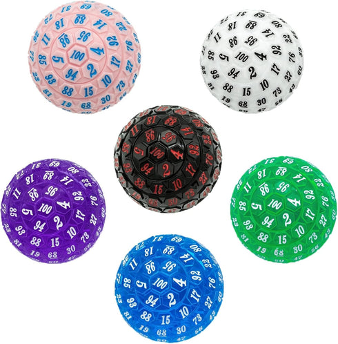 100 Sided Polyhedral D100 Game Dice, Single 48 mm Cube with Black Pouch, Black with Red Number