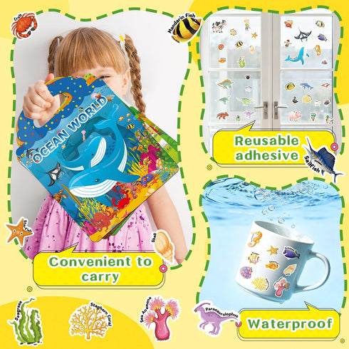 3-6, Reusable Jelly Sticker Books, Sticker Books for Toddlers, Stickers for Kids, Travel Toys for Children Toddler