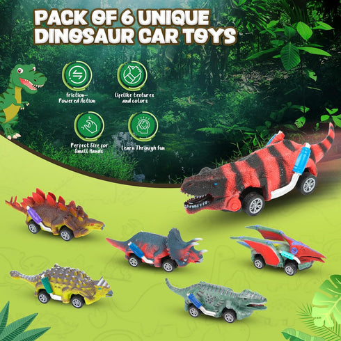 3-5 6 Pack 3 4 5 EASYFUN Dinosaur Toys for Kids Pull Back Toy Cars Dino Toys for and Up Boys Girls Dinosaur Games
