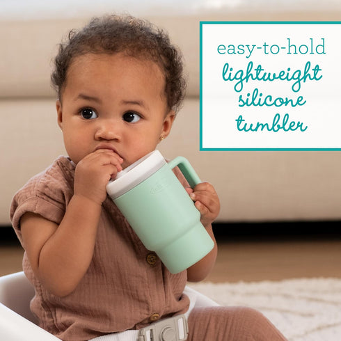 1st 9 Oz. Infantino My Tumbler, Silicone Sippy Cup with Straw & Handle, Spill-Resistant Baby Cup for On-the-Go