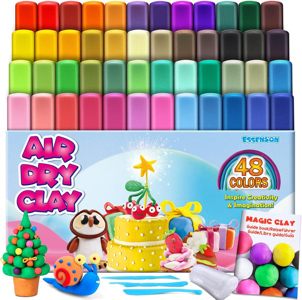 ESSENSON Magic Clay - Air Dry Clay 48 Colors, Modeling Clay for Kids with Tools, Soft & Ultra Light