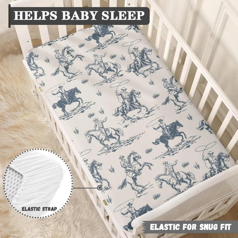 JIANADAER 28"x52" Cowboys Horse Western Fitted Crib Sheet Vintage West Desert Standard Crib Mattress Fitted Sheet