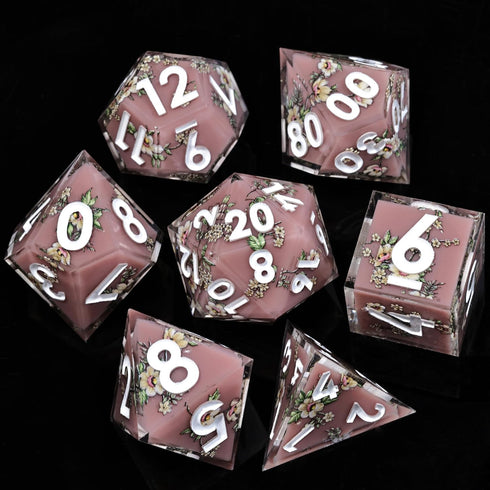 D&D Sharp Edge Polyhedral Dice Set, Mini Planet Dice for Dungeons and Dragons (Maidens)