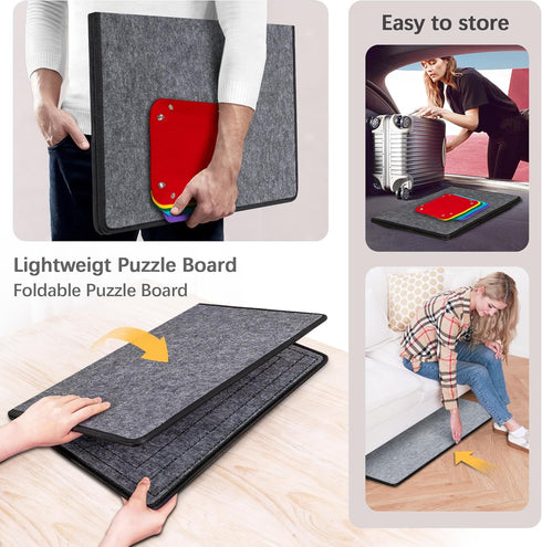 1000 6 1000 Becko US Piece Jigsaw Puzzle Board with Sorting Trays & Felt Cover, Foldable Puzzle Mat with Auxiliary