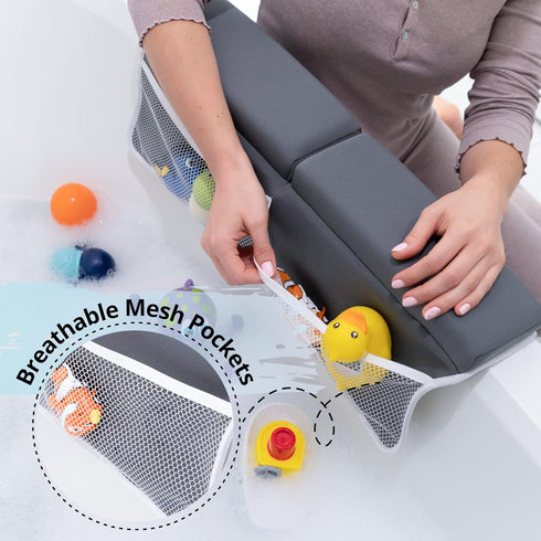 Bath Kneeler and Elbow Rest Pad Set - 2PC Premium Baby Bath Mat Set, Non-Slip Kneeling Pad with Storage Pockets