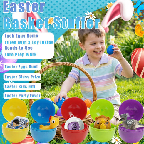 300 SQZUWIT Pcs Prefilled Easter Eggs with Toys Inside, Pre Filled Easter Hunt for Kids Bulk Basket Stuffers Essentials