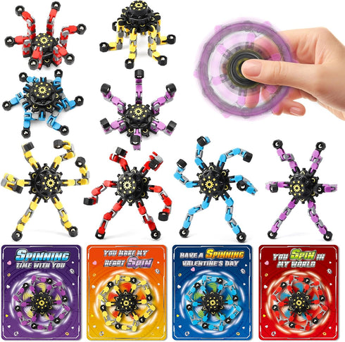 ShyLizard 24 Pack Valentine's Day Cards for Kids with Fidget Spinners, Valentines