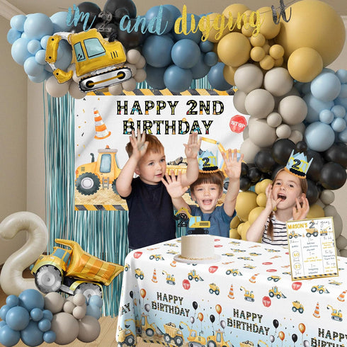 HYCSANBAO 2 2nd 2nd Construction Birthday Party Supplies for Year Old Boy, Birthday Decorations For Boys, Dump Truck