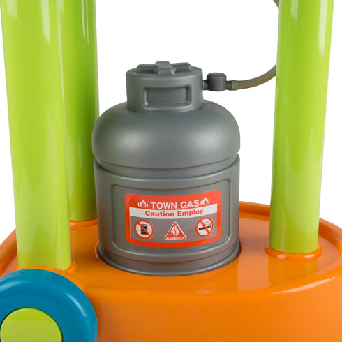 BBQ Grill Toy Set - Interactive Play Kitchen Set with Lights, Sounds, Wheels, Toy Food, and Cooking Accessories