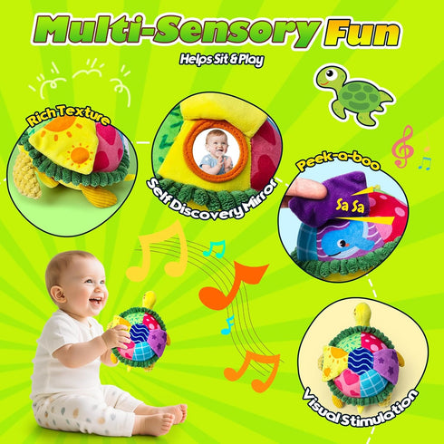 6-12 18 Tummy 6 1 2 3 Esjay Baby Toys Months, Crawling Musical Turtle Plush Time Toy, Dancing Bouncing Recording