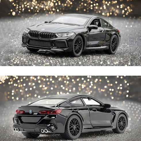 Toy Cars Compatible BMW M8 Model Car 1/32 Metal Collectible with Light and Sound Pull Back for Boys 3+