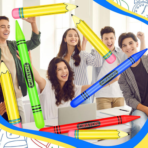6 4 Pcs Giant Large Inflatable Crayons Hanging Neon Back to School Pencil Crayons Classroom Decoration for Back
