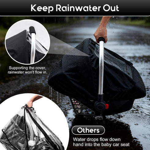 Waterproof Baby Car Seat Cover, Car Seat Rain Cover with Clear Window & Breathable Mesh, Universal Baby Carrier Cover