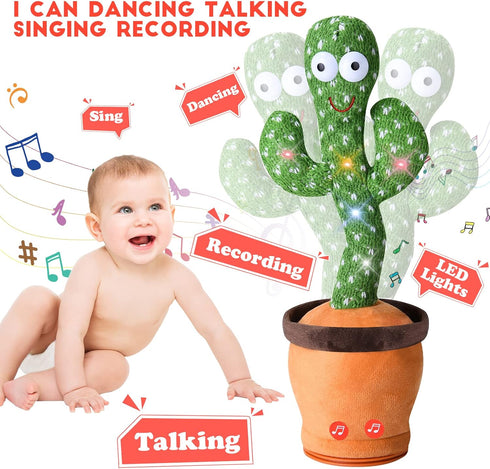 Baby Talking Cactus Toy, Dancing Cactus Repeats What You Say, Infant Sensory Toys for Ages 0-2, Funny Gifts