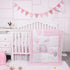 La Premura Baby Crib Bedding Set for Girls, Pink Elephant & Love