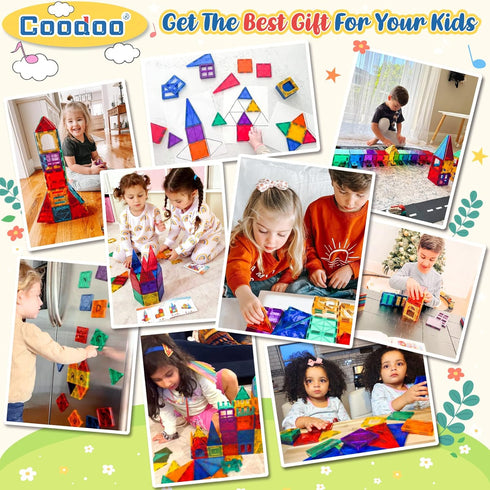 60 PCS Magnetic Building Tiles, Kids Toys STEM Magnetic Blocks, Sensory Toys for Boys and Girls Aged 3+, Brain