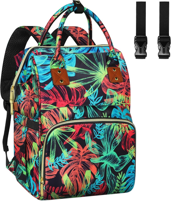 Multi-Function Diaper Bag Backpack with Large Capacity and Insulated Pockets for Mom/Dad, Leaf