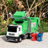 LOVEPOSELY 3-6 Kids Garbage Recycling Truck Toy, Green Pull-Back Truck Model with Sound & Light, Waste Sorting Learning