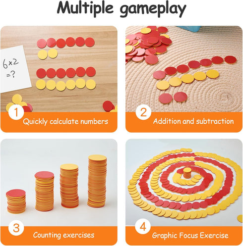 Plastic Two-Color Counters for Kids Math, 800 pcs Red and Yellow Double Sided Counters, Educational Toys