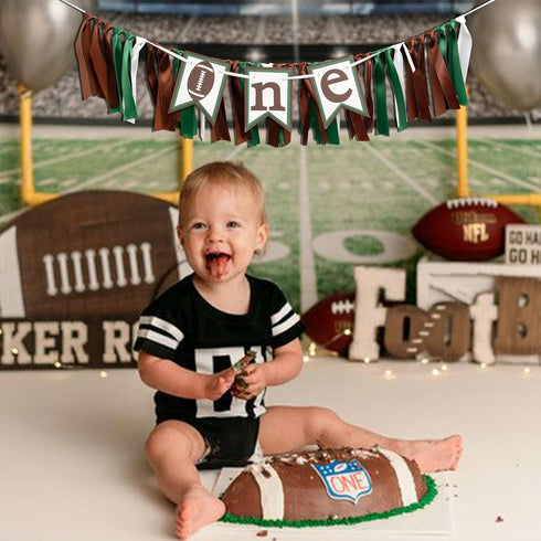 First/1st Football One Highchair Banner - Football Party DecorationSports Theme Party High Chair Banner, Cake Smash