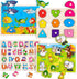 Peacurh Wooden Peg Puzzles for Toddlers 2 3 4 Year Old, 4 Pack
