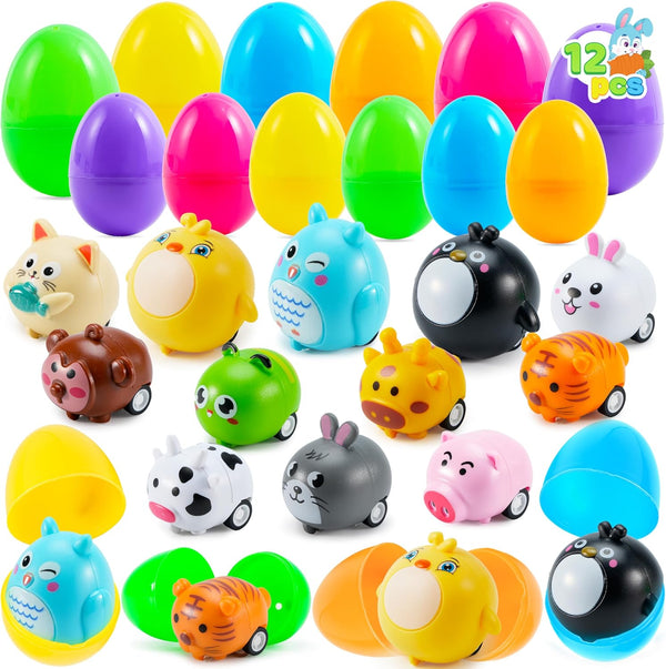 JOYIN 12 Pcs Prefilled Easter Eggs with Toys, Plastic Easter Eggs with