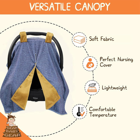'-40x30"(Highland Dear Baby Gear Car Seat Cover for Boys & Girls - Baby Carseat Canopy w/Snap Opening - Infant Seat