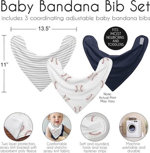 3 Pack Set Sweet Jojo Designs Baby Boy Girl Bandana Bibs for Newborn Infant Feeding Drool of Absorbent Fabric Bibdanas