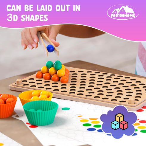 Counting 3 4 5 Toddler Wooden Learning Montessori Toys Preschool educational board bead game Baby Rainbow Stacking