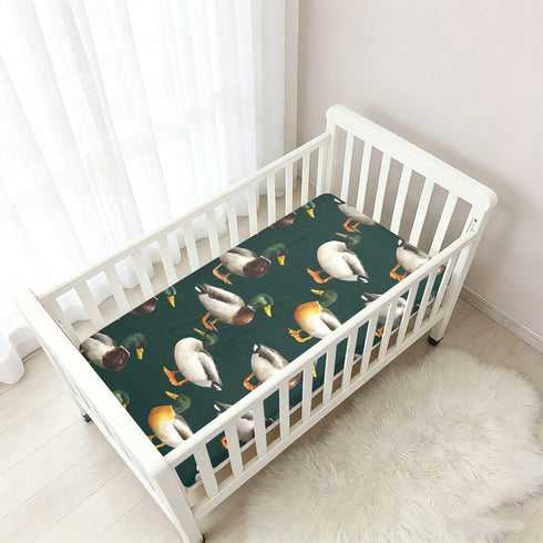 Mazeann 52" 28" 9" Birds Mallard Ducks Crib Sheets Soft Breathable Fitted Cotton Baby Crib Sheets Mattress Cover