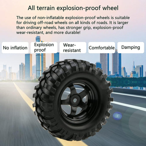 4X 1:10 RC Off-Road Car Wheel Tires, 5 Spokes Wheel Rim, 12 mm Hex RC Parts