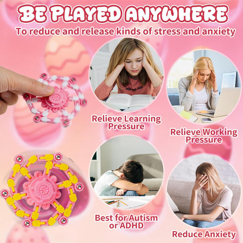 24PCS Pink Transformable Fidget Spinners,Sensory Bulk Robot Fidget Stress Relief Toys for Girls,Bulk Sensory Fidget