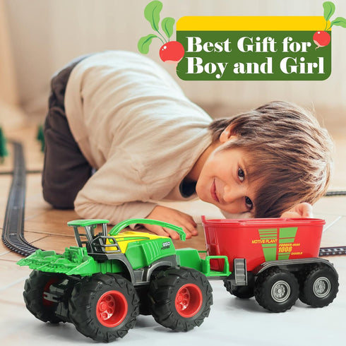 Set, 3-5, Die-cast Metal Toy Tractors with Trailer, Movable Parts & Realistic Details Rolling Monster Trucks Realistic