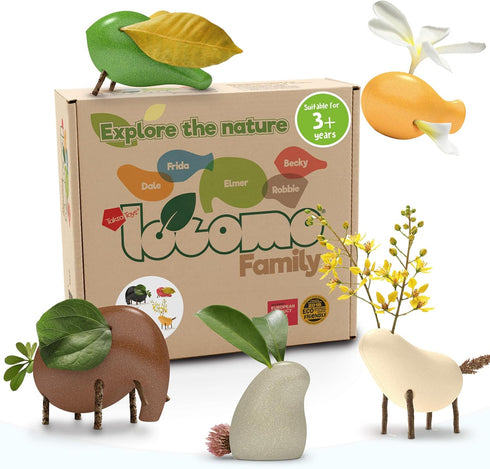 Nature Wooden Toys Locomo Family II Animal Figures Waldorf Open-Ended Educational Outdoor