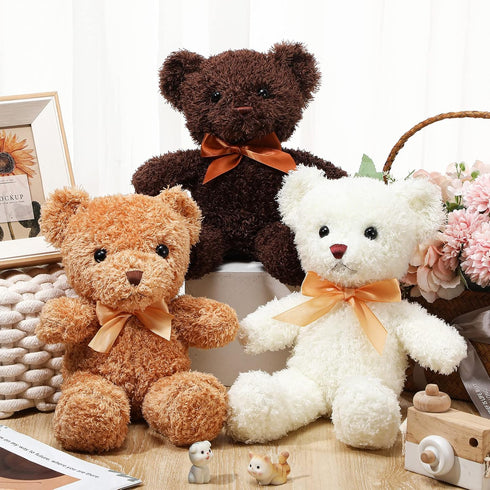 HyDren 12 Pcs Bear Stuffed Animal, 12 Inch Bulk Soft Plush Bears with Ribbon Bow Ties for Gifts