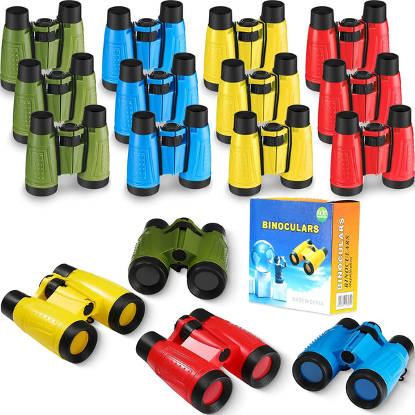 24 Pieces Toy Binoculars with Neck String, Assorted Colors for Camping Birthday Party Supplies