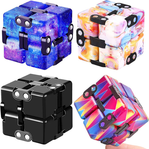 IGINOA 4 Packs Infinity Cube Toy Stress Relieving Game for Kids and Adults,Cute