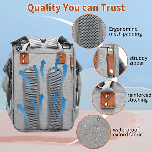 LHDYMXYN Backpack Baby Diaper Bags with Changing Station, Multifunctional Diaper Bag for Moms Dads with USB Charging