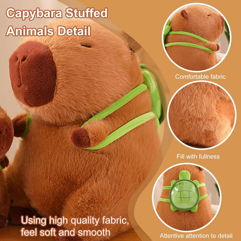 WAKSUN Backpack, Capybara Plush with Turtle Cute Capybara Stuffed Animal Plush Toy Birthday Decorations for Girls