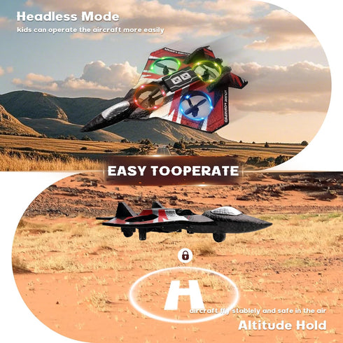 Adults,360 6+ Remote Control Airplane Drone with Light for Kids Flip Fighter Jet Helicopter Toys,Stunt Roll Planes