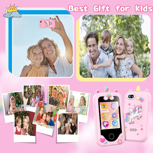Kids Smart Phone for Girls, Toddler Learning Play Toy Phone with Dual Camera, Game, Music Player, Gifts for Ages 3-10