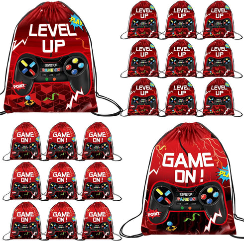 Eccliy 20 Pcs Video Game Party Drawstring Bags - 12 x 10 Inch Gaming Gift Bag Birthday Supplies for Boys