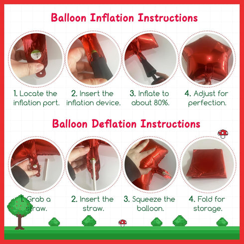 6PCS Large-Mushroom-Balloons Super Red Mushroom Balloons Red Foil Video Game Mushrooms Balloon Birthday Party