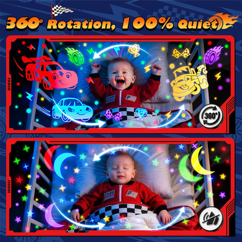 6HD Films+15 Sounds+31 Control+360Rotating 1-3 4-7 1-8 PIKOY Toddler Toy Cars Toy Projector | Colors+Remote | Egg Light